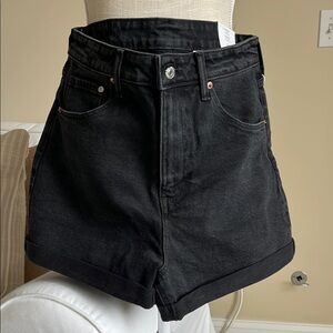 NWT H&M Women's Black Denim MOM Shorts